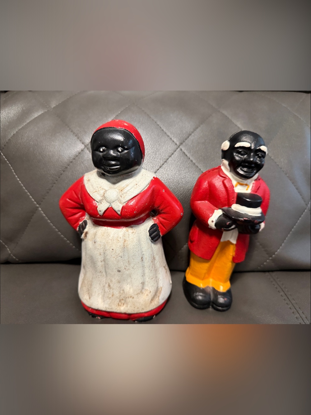 Vintage Cast Iron Black Americana Coin Banks (Mammy & Butler Pair)